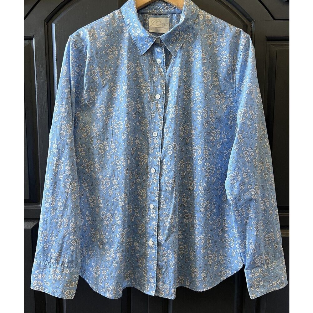 J.Crew Liberty of London Shirt Blouse Women’s 18 1X Blue White Capel Floral L/S